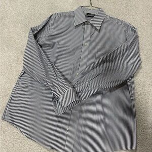 Ralph Lauren Navy and White Striped Button Down Shirt